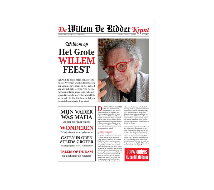 Willem de Ridder krant (speciale ‘Paradiso-uitgave’)